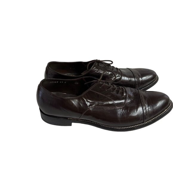 Stacy Baldwin Leather Dark Brown Men's Cap Toe Dress Shoes Size 12 sku 2625 - Picture 1 of 14